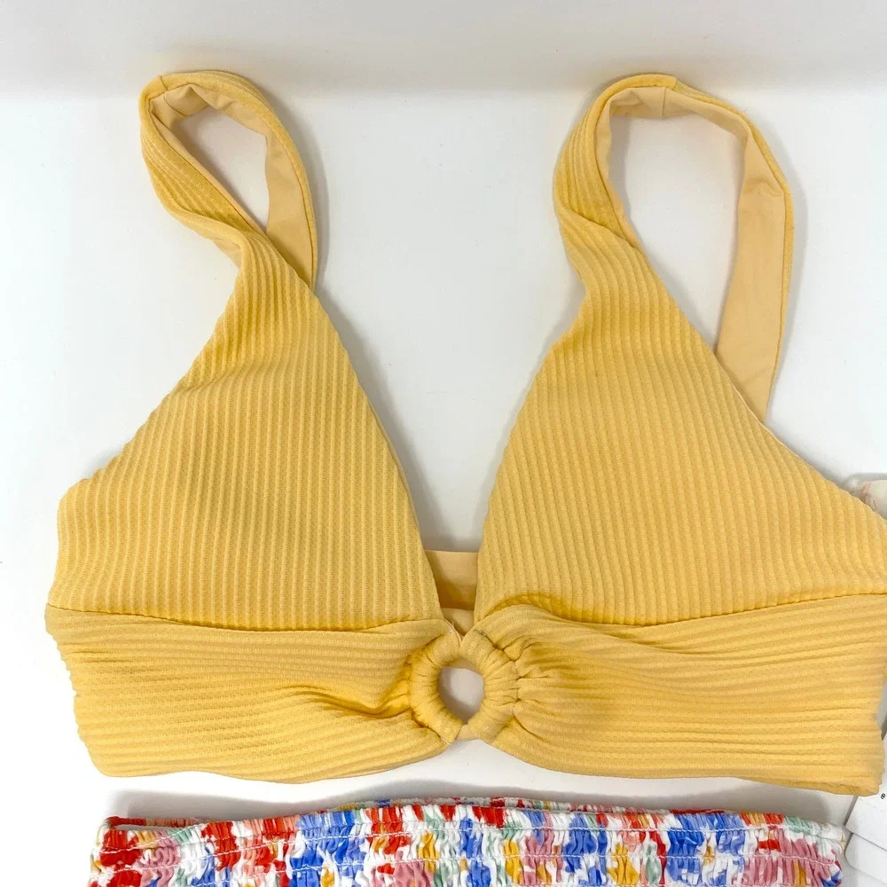 L*SPACE Fisher Barlette Bikini Set In Golden Hour Flowers Forever Small New